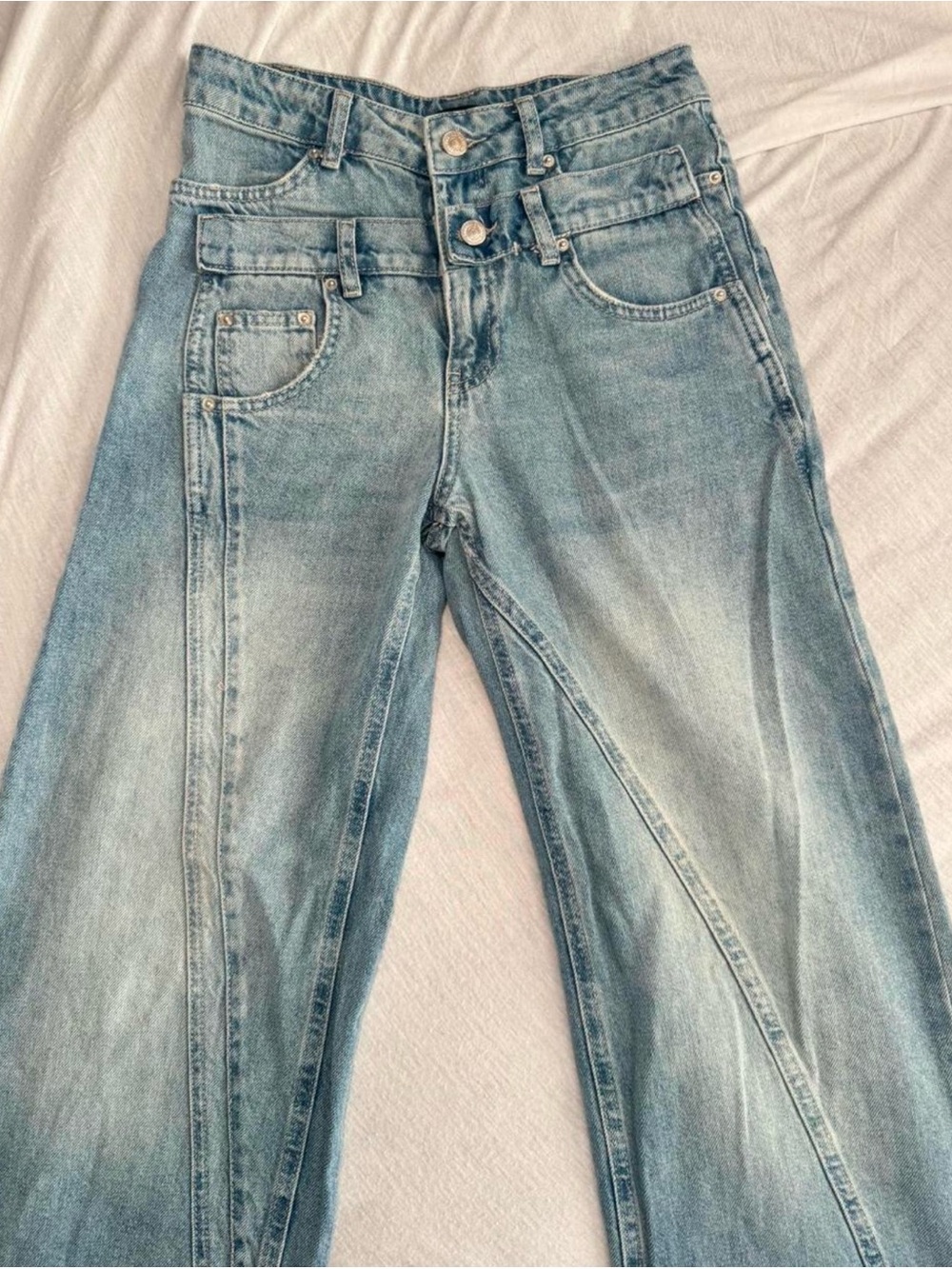 Boohoo Light Blue Flared High-Rise Jeans